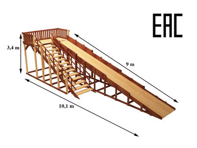 Зимняя деревянная игровая горка TORUDA Север - 8 (скат 9 м)